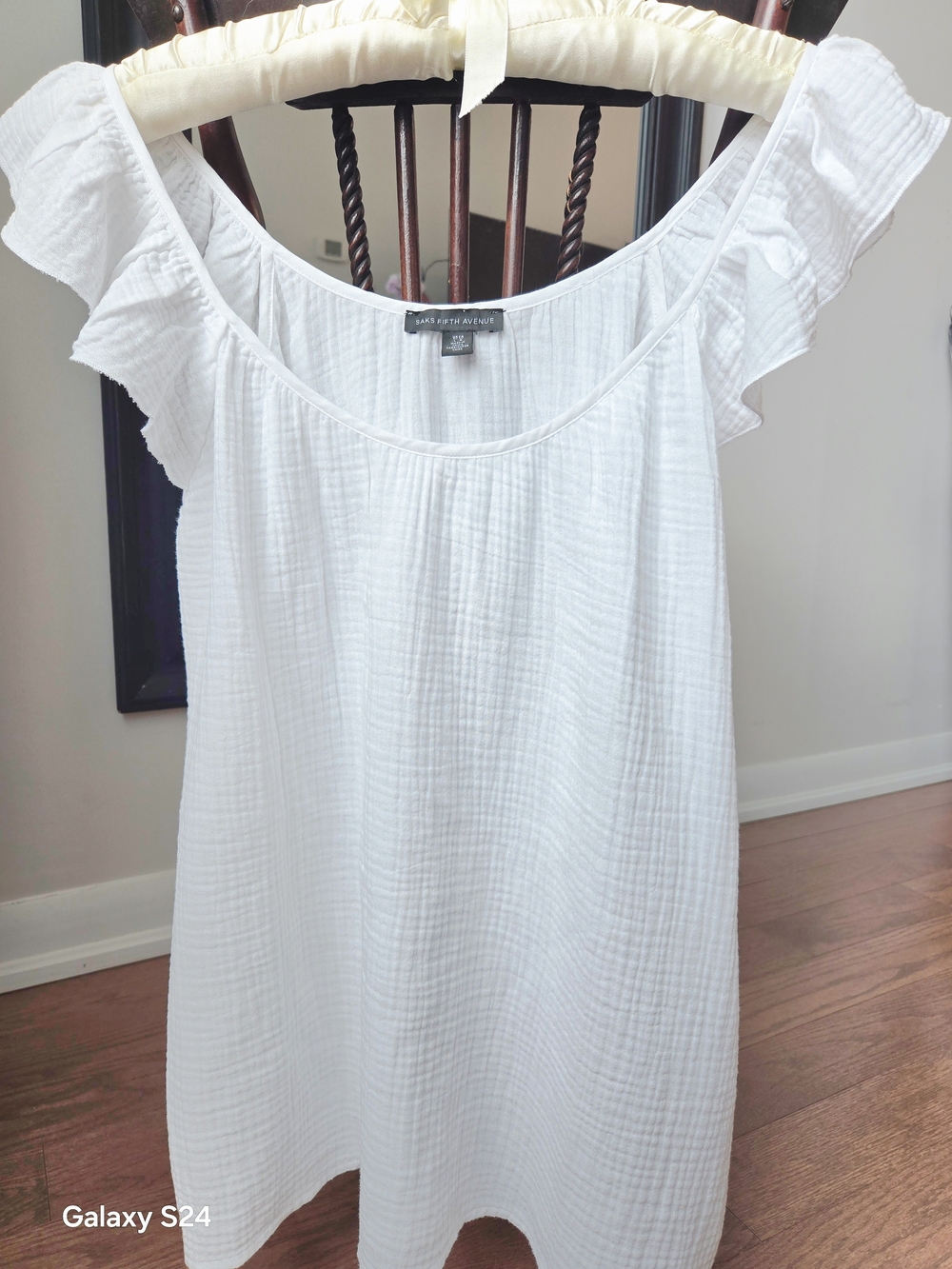 Saks Fifth Avenue White Ruffled Off-Shoulder Tank Top